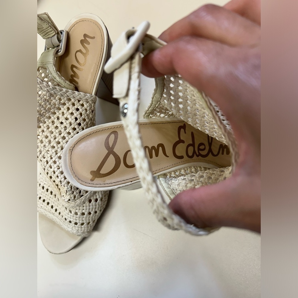 - Sam Edelman Evie Basket Ivory Sandals - Picture 2 of 6